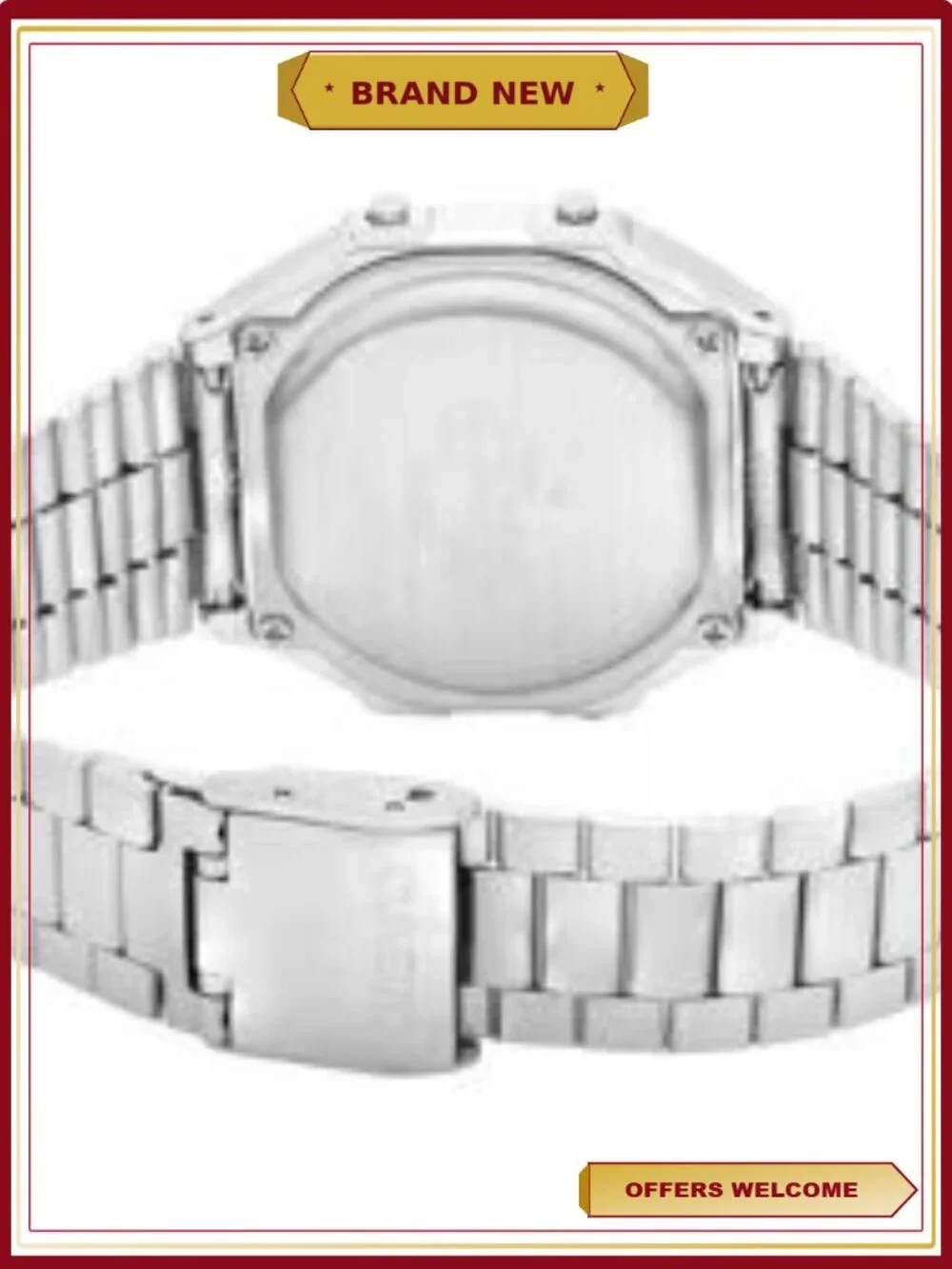 Casio Stainless Steel Digital Wristwatch Silver Black Retro Classic